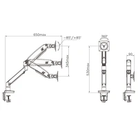 Nowy F100A sprężyna gazowa ramię 22-35 cal ekran uchwyt na 360 obrót obrotowe pochylenia Monitor biurkowy ramię montażowe 2-13kg USB3.0 porty 5