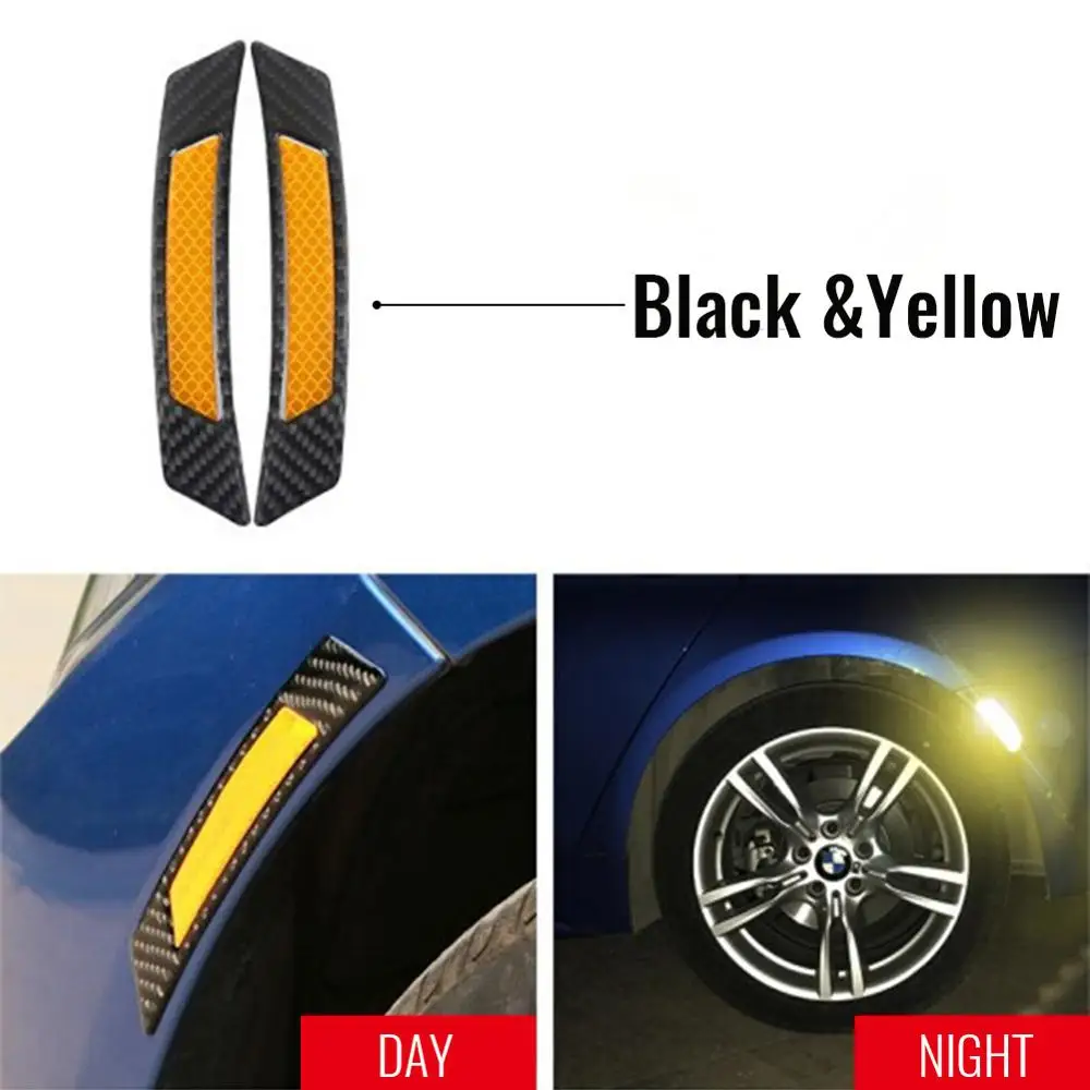 2 шт./компл. автомобиля Светоотражающая Предупреждение ленты бампер автомобиля со светоотражающими элементами безопасности отражающие наклейки 16,8*3,2 см - Цвет: Black Yellow