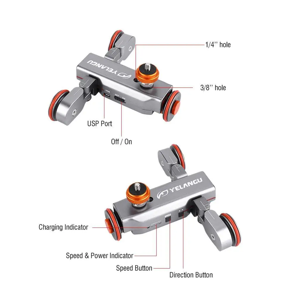 YELANGU dolly L4X мини моторизованный электрический трек слайдер беспроводной пульт дистанционного управления мотор Долли грузовик автомобиль для iPhone камера DSLR Cam