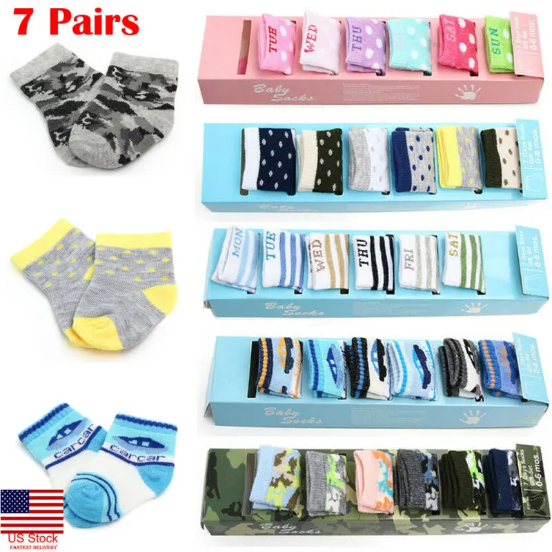 

7 Pairs Cute Newborn Baby Boy Girl Cotton Sock Soft Breathable Ankle Sock 0-6M