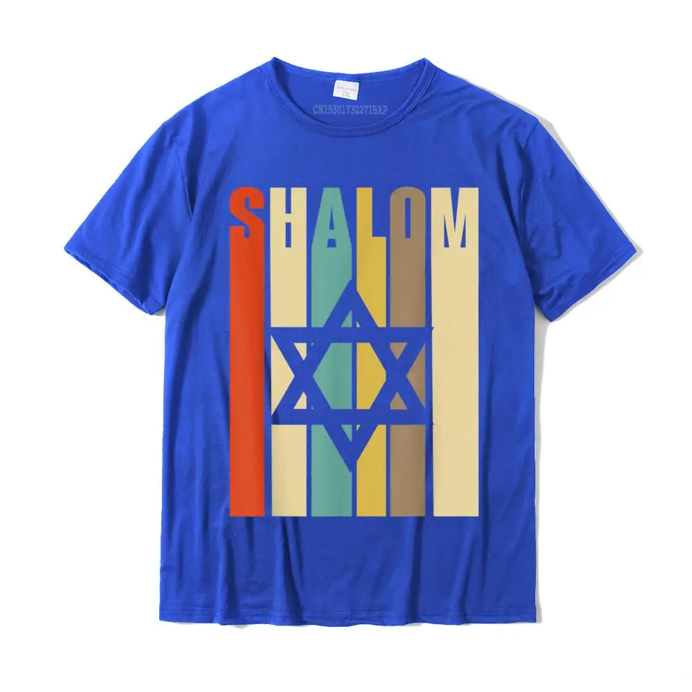 Printed On Tops Shirts Wholesale Round Neck Hip hop Short Sleeve 100% Cotton Men Tshirts Printing Tee Shirt Free Shipping Retro Style Shalom Jewish T-Shirt With Star Of David__MZ16423 blue