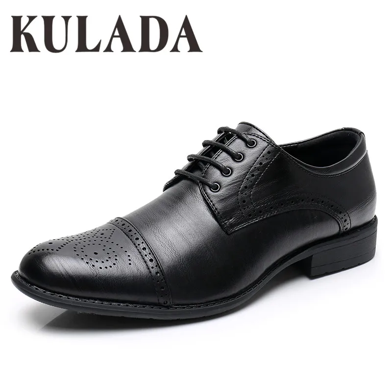 KULADA New Shoes Men's Brogue Shoes High Quality Lace-up Business Breathable Formal Shoes High Quality Brand Luxury Dress Shoes