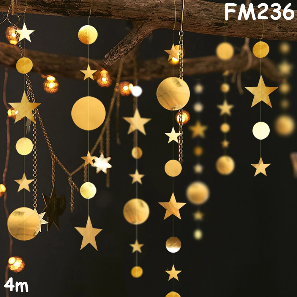 FM236 Рождественские украшения для дома, 4M, Мерцающая звезда, снежинка из бумаги, гирлянды, кулон, новогодний декор, украшения Noel Navidad - Цвет: FM236