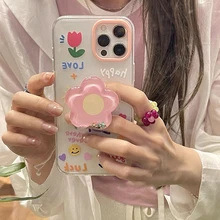 Koreański ładny kwiat 3D Quicksand uchwyt etui na telefony dla iPhone 11 12 13 Pro XS Max Mini X XR 7 8 Plus SE miękkiego silikonu tylna okładka tanie tanio APPLE CN (pochodzenie) Częściowo przysłonięte etui Dropshipping Wholesale Retail Mobile Phone Accessories Mobile Bags and Cases