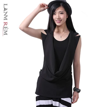 

LANMREM 2020 Spring New Fashion Wild Women Loose Plus Solid Color Backless Hanging Neck Vest Tide TC165