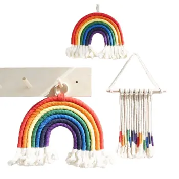 

Children's home woven 7-color tapestry rainbow handmade ornaments tassel decoration wall hanging shooting props kindergarten