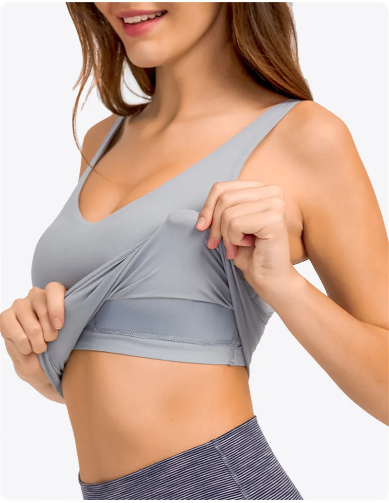 Lulu Fitness Tank Top Women Sports Support Sexy Tight Gym Yoga Vest Buttery Soft Weightless With Removable Chest Pad Custom Logo