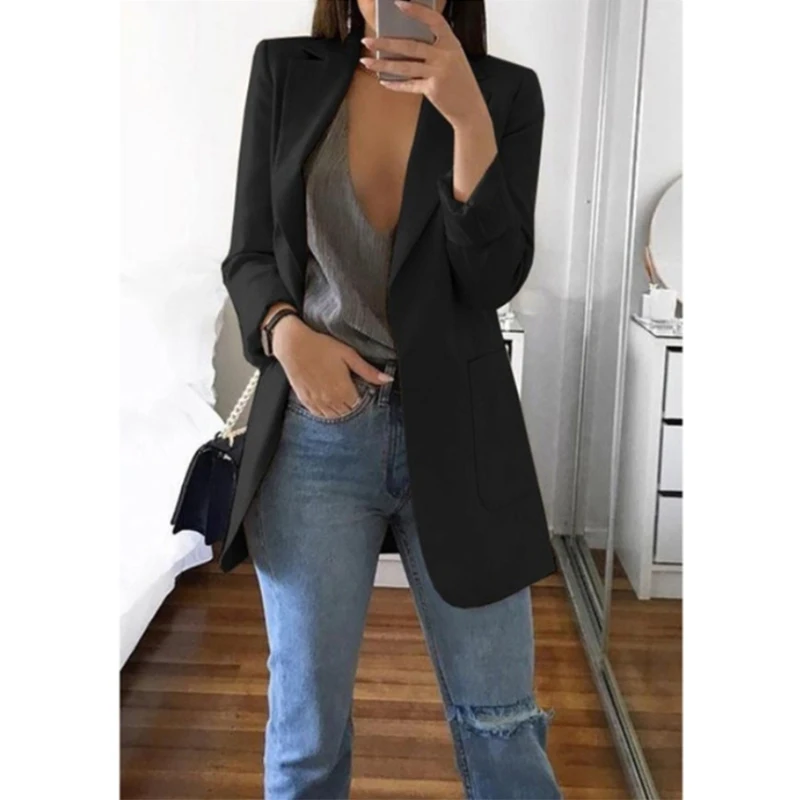 5XL размера плюс, женские куртки, повседневные одноцветные пальто и куртки, женские куртки с отложным воротником и открытой строчкой для женщин, женские Болеро