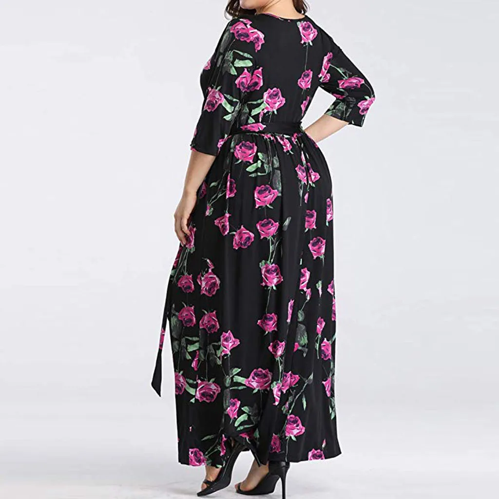 Женское платье, vestidos de verano vestido vadim ropa mujer, платья vestidos verano, Повседневное платье с принтом, рукав три четверти, XL-5XL, Z4
