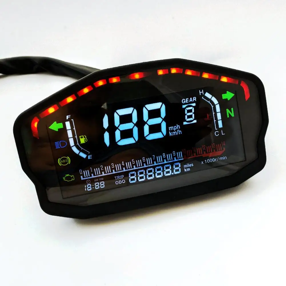 Мотоцикл модифицированный цветной экран ЖК-цифровой Инструмент Регулируемая Скорость 1-6 Скорость температура воды датчик масла светодиодный спидометр