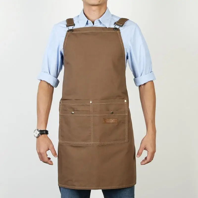 Practical Men Women Apron Adjustable Cotton Canvas Multi-pocket Aprons Baking Kitchen Home Restaurant Pinafore Tools