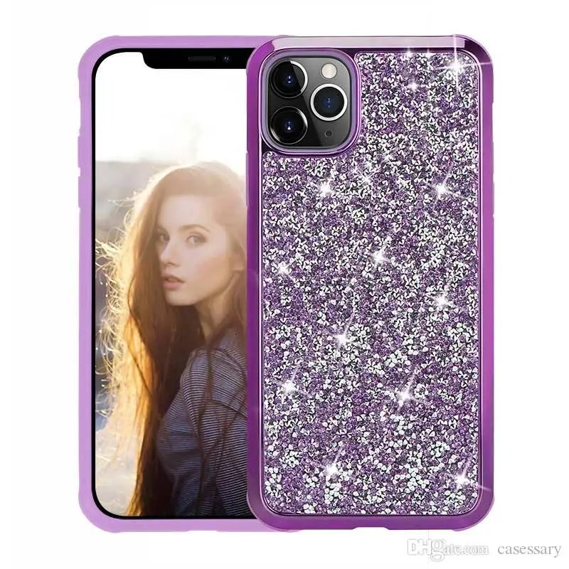 Luxury 2 in 1 Diamond Rhinestone Bling Glitter Phone Cases For iPhone 11 Pro Max XR XS Samsung Note 10 S10 S20 Ultra