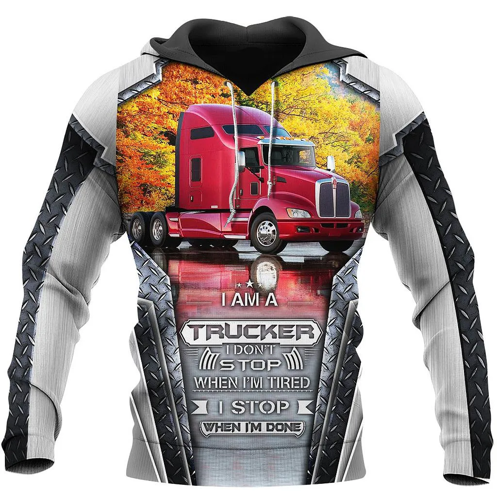 Новая стильная толстовка I am a trucker с 3D принтом Толстовка/толстовка на молнии