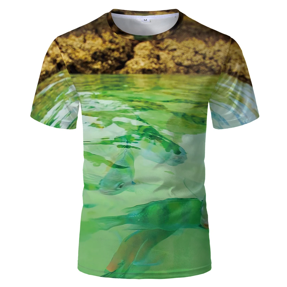 2020 забавные летние футболки Харадзюку с принтом рыб крутая Гавайская футболка