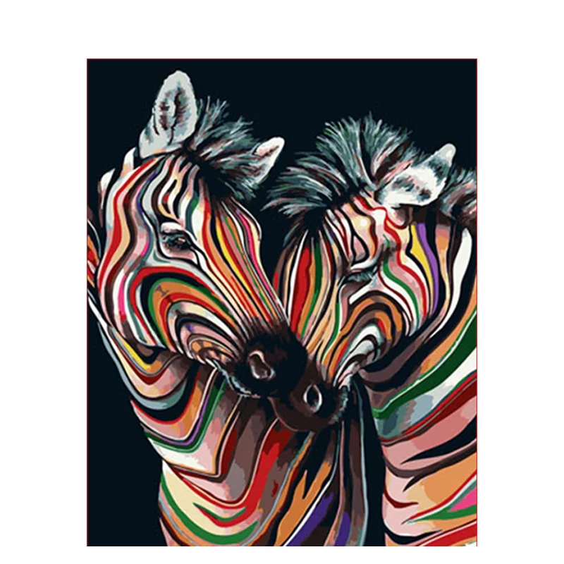 zebra Paints By Number On Canvas With Frame 60x75 For Adult DIY Kits Painting Animal Coloring Picture Home Decoration | Дом и сад