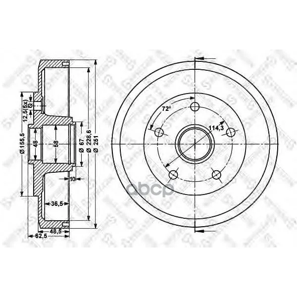 6025-3210-Sx_барабан Тормозной! 5 Болтов Mazda 626 Gd/Gv 87-91 Stellox 60253210sx Stellox арт. 60253210SX