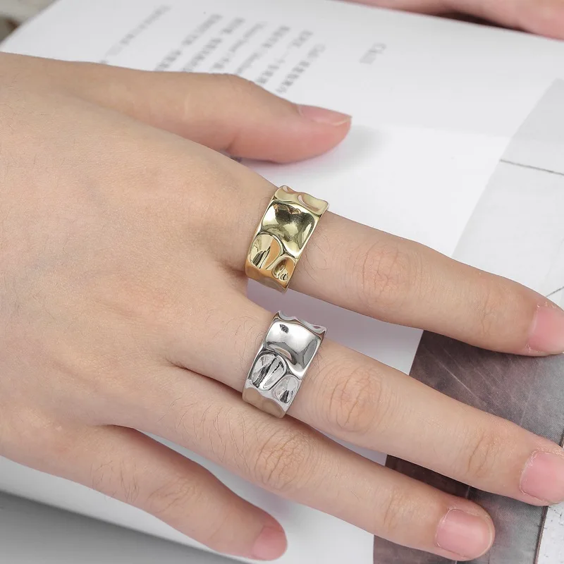Silver Ring Silver Rings Gold Plated Silver Ring 925 Sterling Silver Rings For Women trendy bump gold color fine Jewelry Beautiful Finger Open Ring For Party Birthday Gift
