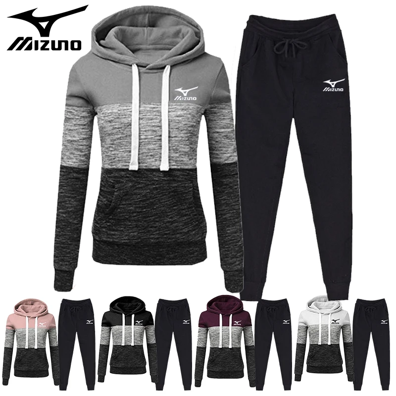 

2020 Women's Fashion Trend Three Color Matching Sweater Two-Piece Winter Women's Clothing Hooded Sweater Fece And Trousers Casua