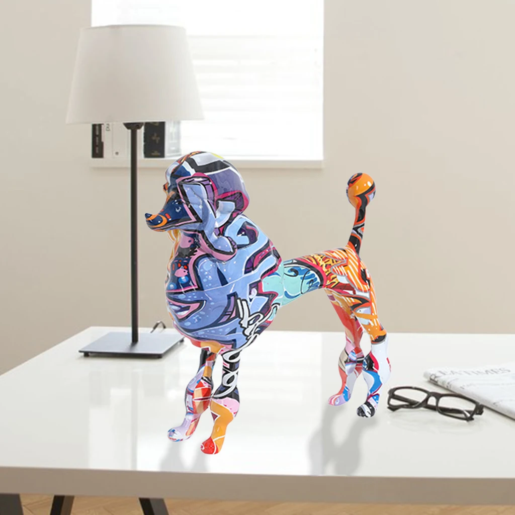 Graffiti Dog Figurine Poodle Sculpture Statue Resin Craft Animal Ornaments Graffiti Dog Figurine Poodle Sculpture Statue Resin Craft Animal Ornaments