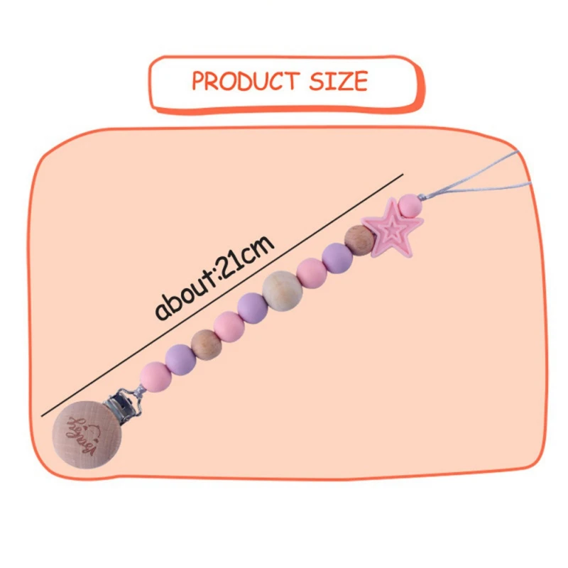 Уход за младенцем универсальный держатель поводок для соски-пустышки соски зажим для младенцев и принтом «звездочки» для детей пустышки для младенцев из бисера деревянное цепи Прорезыватели для зубов