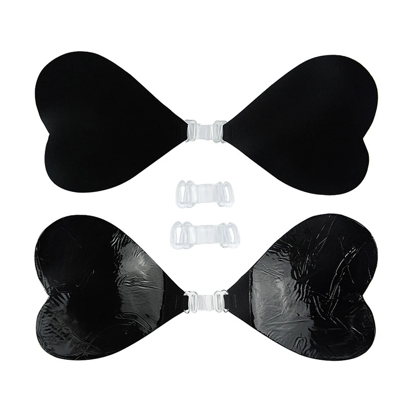 

Wholesale New Heart-Shaped Chest Stickers Silicone Underwear Women's Strapless Bras Gather Pull Invisible Bra Women Accessories