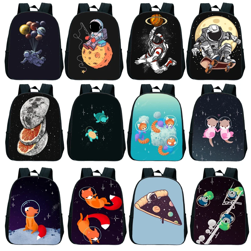 

12inch Astronaut Backpack Cute Space Animals Students Kindergarten Backpack Otter Koala Fox Raccoon Children Boy Girl School Bag