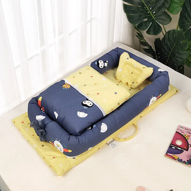 Baby Nest Bed Crib With Quilt Portable Removable Washable Crib Travel Bed For Children Infant Cotton Cradle For Newborn Bumper Baby Nest Bed Crib With Quilt Portable Removable Washable Crib Travel Bed For Children Infant Cotton Cradle For Newborn Bumper
