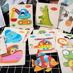 25 estilo crianças quebra cabeça de madeira do bebê brinquedos educativos para crianças dos desenhos animados animais veículo 3d quebra cabeças jogos de madeira brinquedo