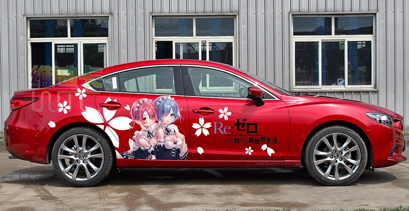 Японское аниме виниловая Автомобильная наклейка Re: Zero рам и рем для двери, в виде героев мультфильмов наклейки Ralliart ралли наклейки на автомобиль автомобильные аксессуары