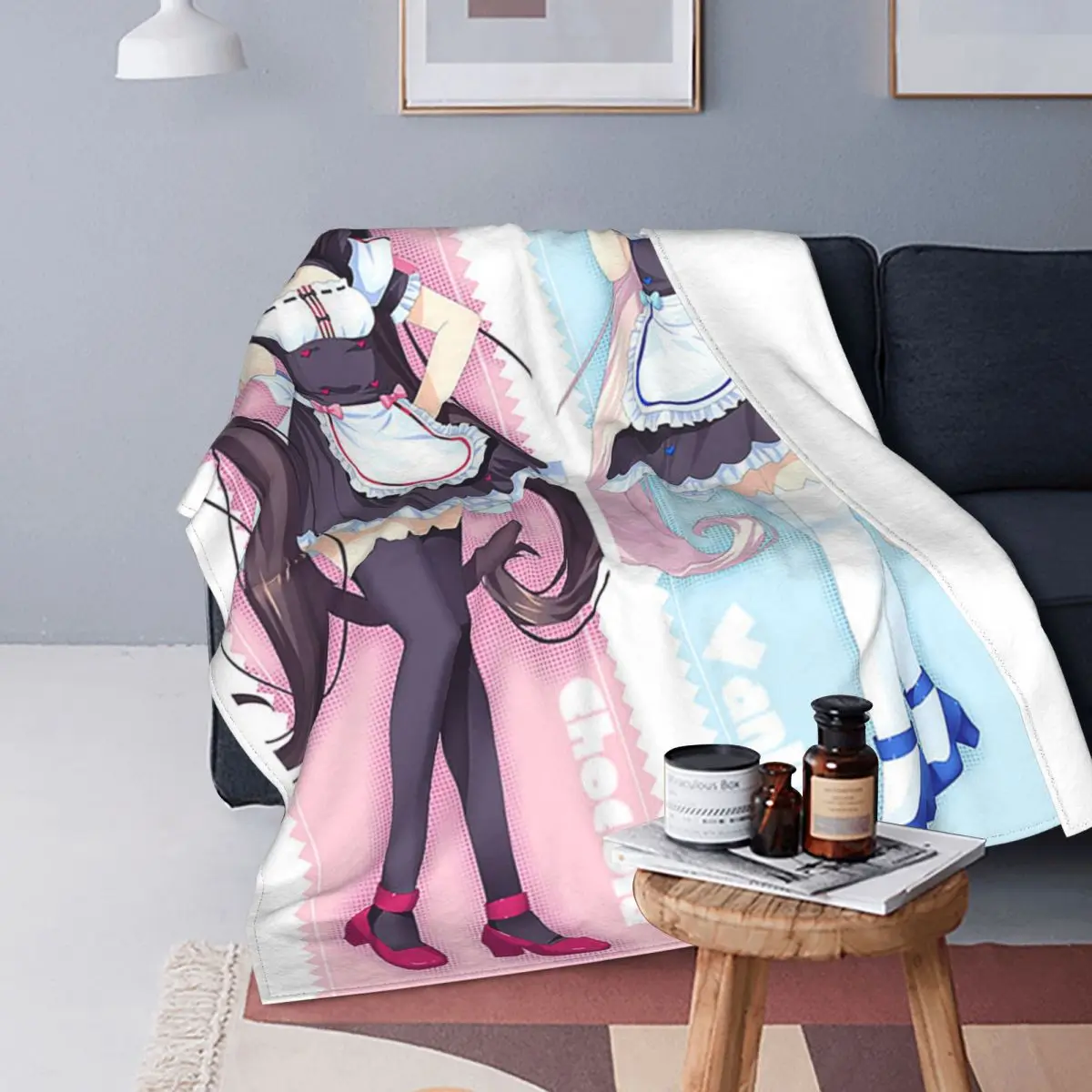 Anime Chocola Vanilla Knitted Blanket Nekopara Sexy Gir Flannel Throw Blankets Bedroom Sofa Decoration Lightweight Bedspreads | Дом и сад