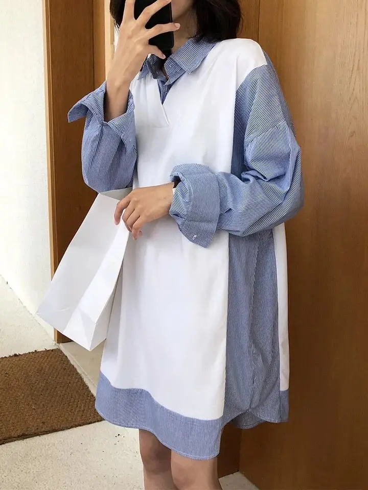 Уличная одежда размера плюс, sudaderas mujer, женская одежда больших размеров, толстовка kawaii, имитация двух частей, в полоску, флисовая женская одежда A5898 - Цвет: White