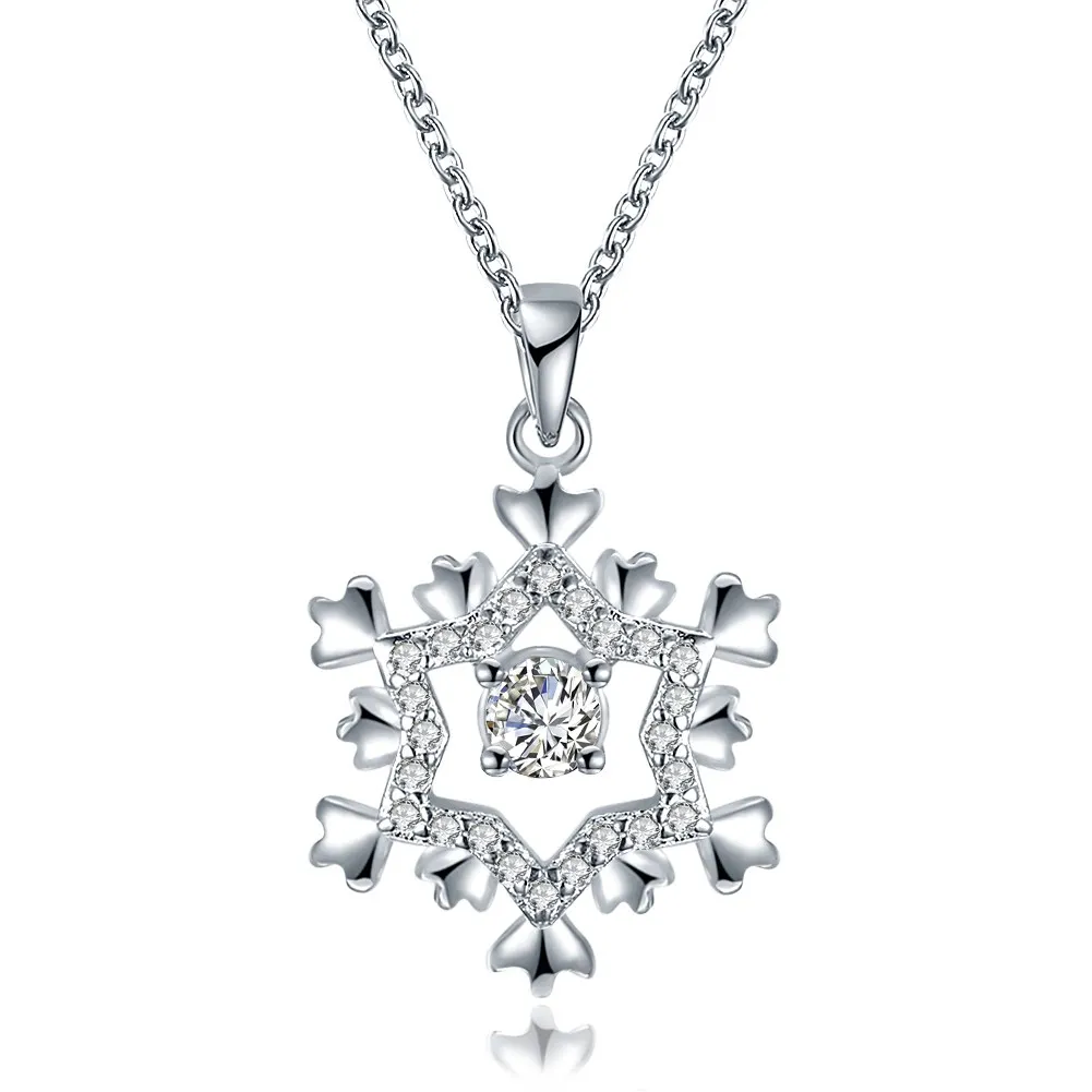 

Christmas necklace Snowflake Pendant Long Necklace Ladies Couple Holiday Gift Pentagram Irregular Pattern Jewelry