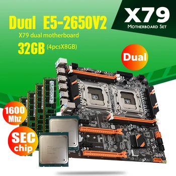 

atermiter X79 Dual CPU motherboard set with 2 × Xeon E5 2650 V2 E5 2650V2 4 × 8GB = 32GB 1600MHz PC3 12800 DDR3 ECC REG memory