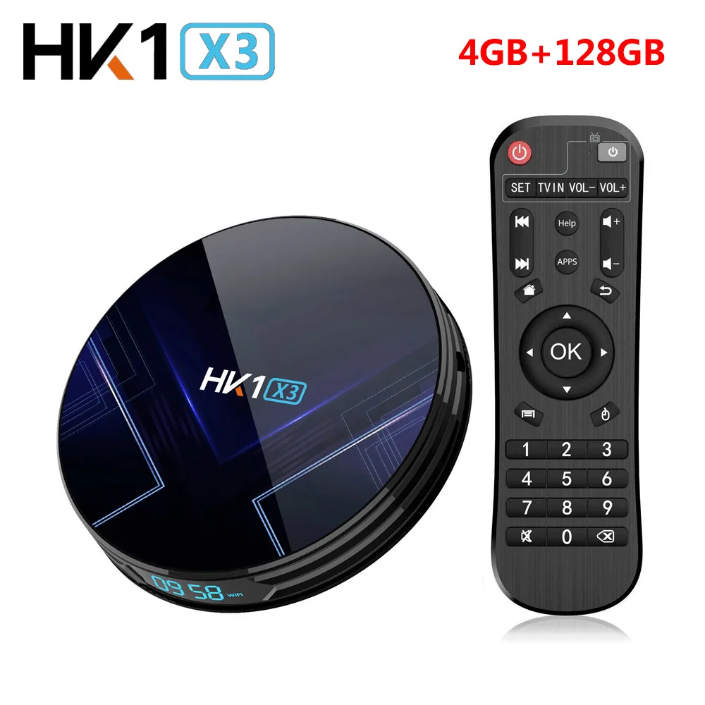 only 4GB128GB TV box HK1 X3 Amlogic S905X3 Smart tv BOX Android 9,0 4 Гб ram 32 Гб 64 Гб 128 ГБ rom 2,4G 5G wifi Bluetooth 4K UHD телеприставка vs X96 MAX - Цвет: only 4GB128GB TV box