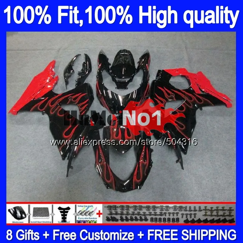Инъекции для SUZUKI GSX-R1000 GSXR 1000 K9 23MC. 19 Красный Пламя GSXR1000 2009 2010 2011 2012 2013 09, 10, 11, 12, 13 лет, 16 обтекатель oem - Цвет: No. 1