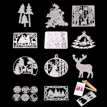

Christmas Tree Deer Frames Cutting Dies Stencils Die Cut for DIY Scrapbooking