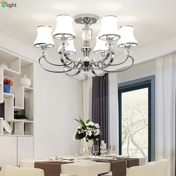 

Modern Crystal Led Chandeliers Lighting Chrome Metal Living Room Led Pendant Chandelier Lights Dining Room Hanging Lamp Fixtures