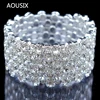 Fashion 3/6 rows Crystal Gold Silver Plated Bracelets & Bangles for Women Rhinestone Stretching Bangle Upper Arm Bracelet jewelr 2