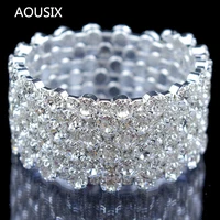 Fashion 3/6 rows Crystal Gold Silver Plated Bracelets & Bangles for Women Rhinestone Stretching Bangle Upper Arm Bracelet jewelr 2