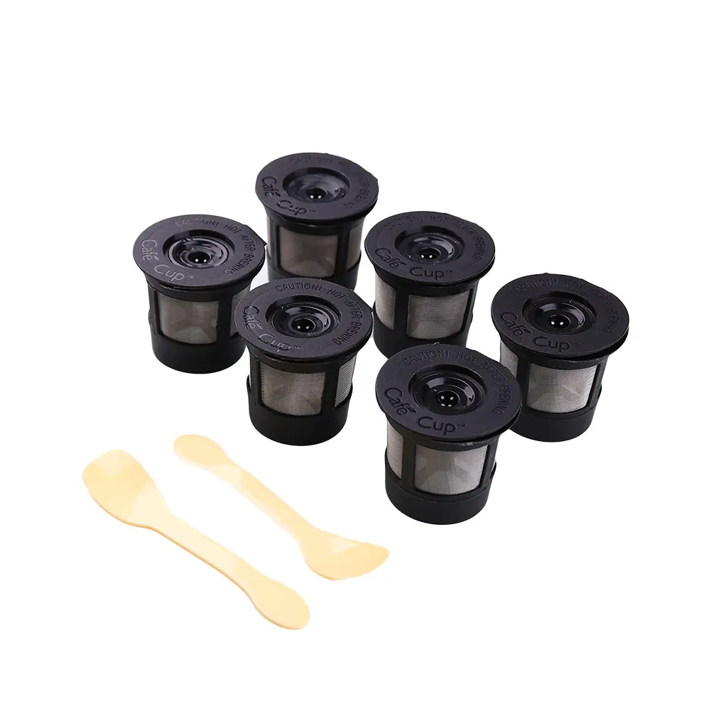 6pcs Filter Cups with Lid Espresso Refillable Tool Coffee Filters Pods Reusable Machines Compatible Capsules