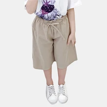 Штаны для девочек, летние короткие брюки для девочек, повседневный стиль, Детские однотонные штаны для девочек, подростковая одежда для детей 6, 8, 10, 12, 13, 14 лет