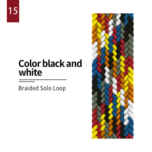 Braided Solo Loop strap for Apple watch band 44mm 40mm Elastic Wristband Bracelet on iwatch Se Series 7 6543 42mm 38mm 41mm 45mm 15 rainbow