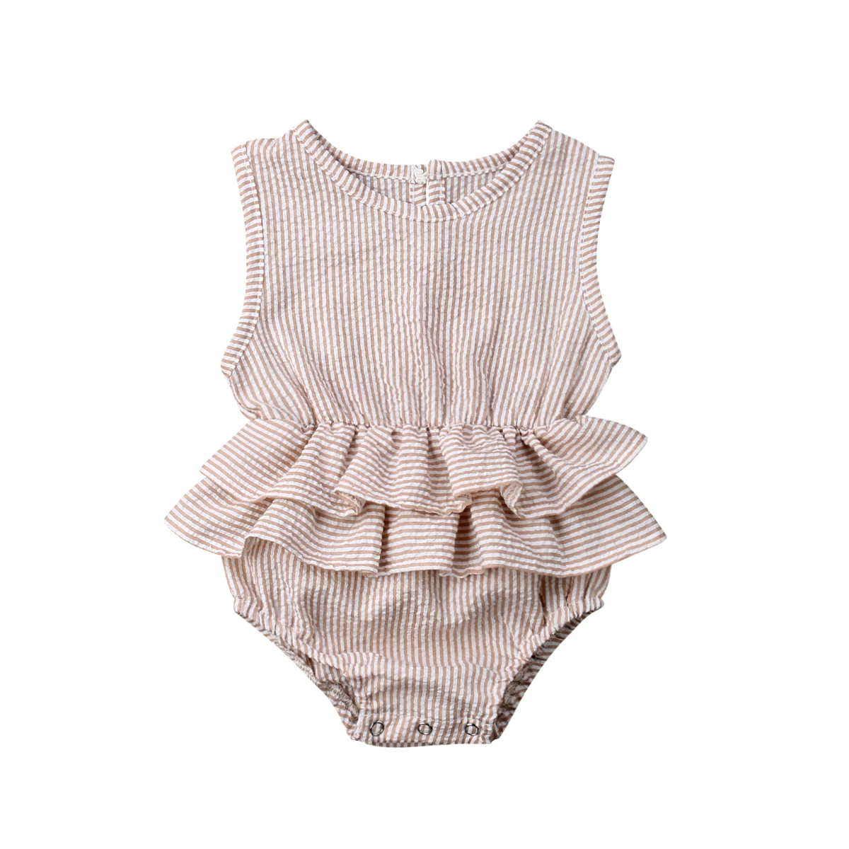 Toddler Newborn Infant Baby Girls Ruffle Romper Bodysuit Jumpsuit Solid Color Cotton One-Piece Outfits Clothes 