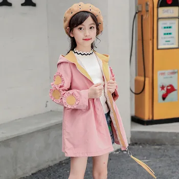 

Girls Jackets Flower Outerwear Jacket Girls Full Length Kids Coat Spring Autumn Teen Clothing For Girls 6 8 10 12 14 Years