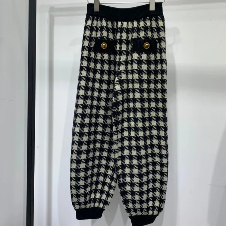 PANTS Осень зима женские высококачественные шерстяные куртки высокое качество вязанное клетчатое пальто B152 - Цвет: PANTS