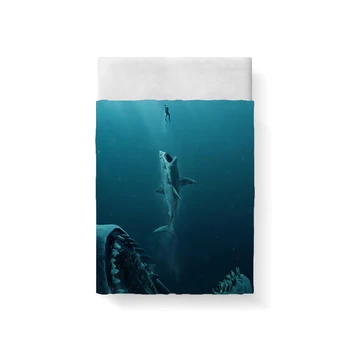 

The Meg Bed Sheet Set Twin Bed Sheet Film Shark Blue Sea Bed Sheet Custom Print Sheets Decor Gift Home Decor Mattress Jacquard