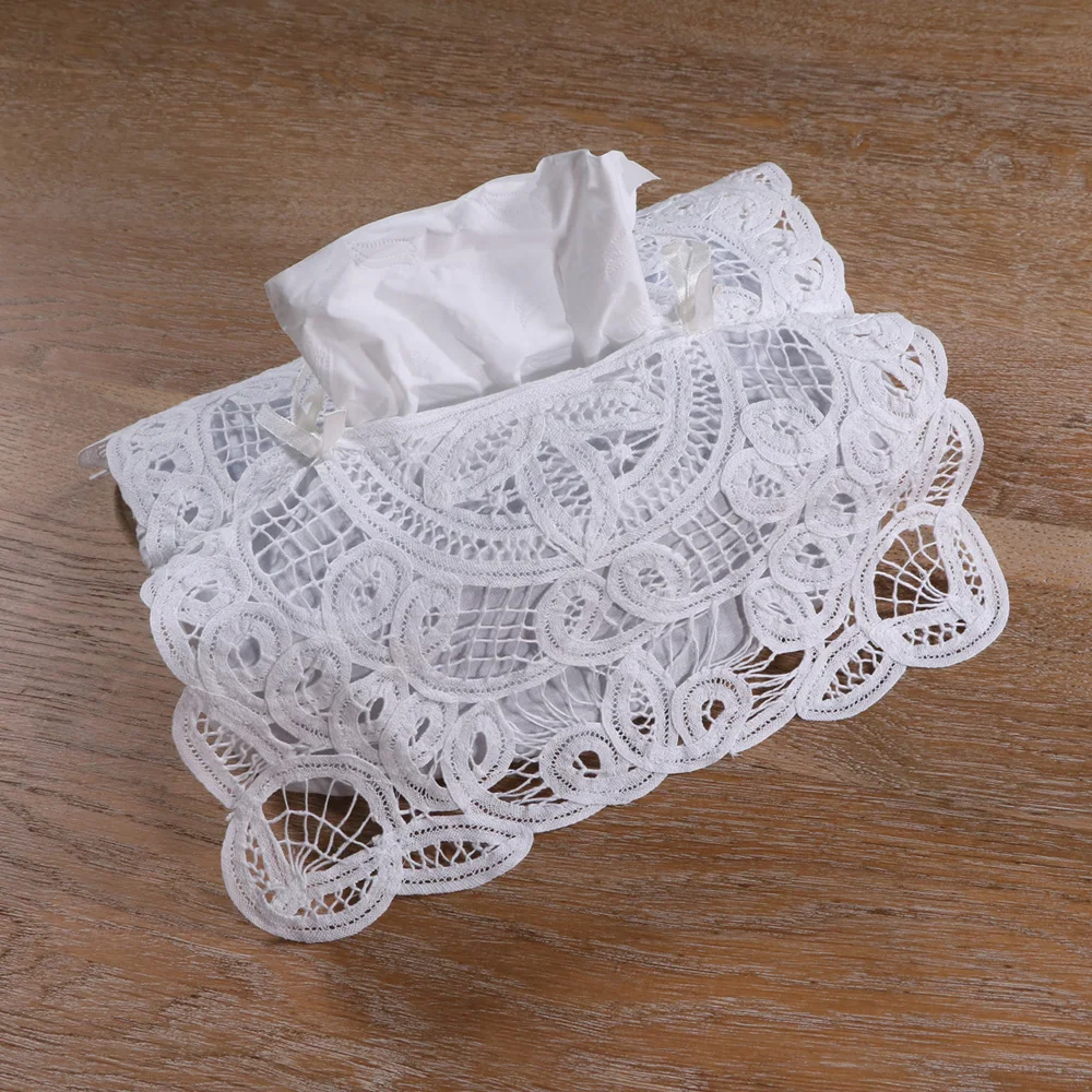 

TBC01: 1 piece White Lace Handmade Tissue box cover