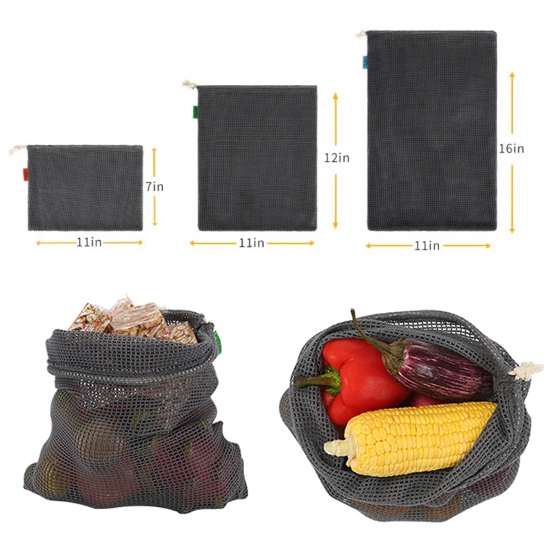 Многоразовая сумка для фруктов/овощей/риса/хлеба, сумка для покупок, веревка на шнурке, хлопковая домашняя сумка для хранения вещей