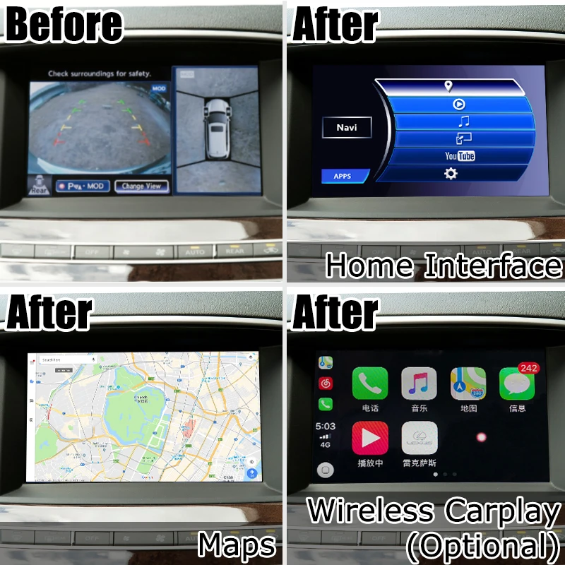 Интерфейс Android / carplay для Infiniti QX60 JX35 2012 2017 с G Q70 QX50 QX70 QX80 и т. Д. видеинтерфейс