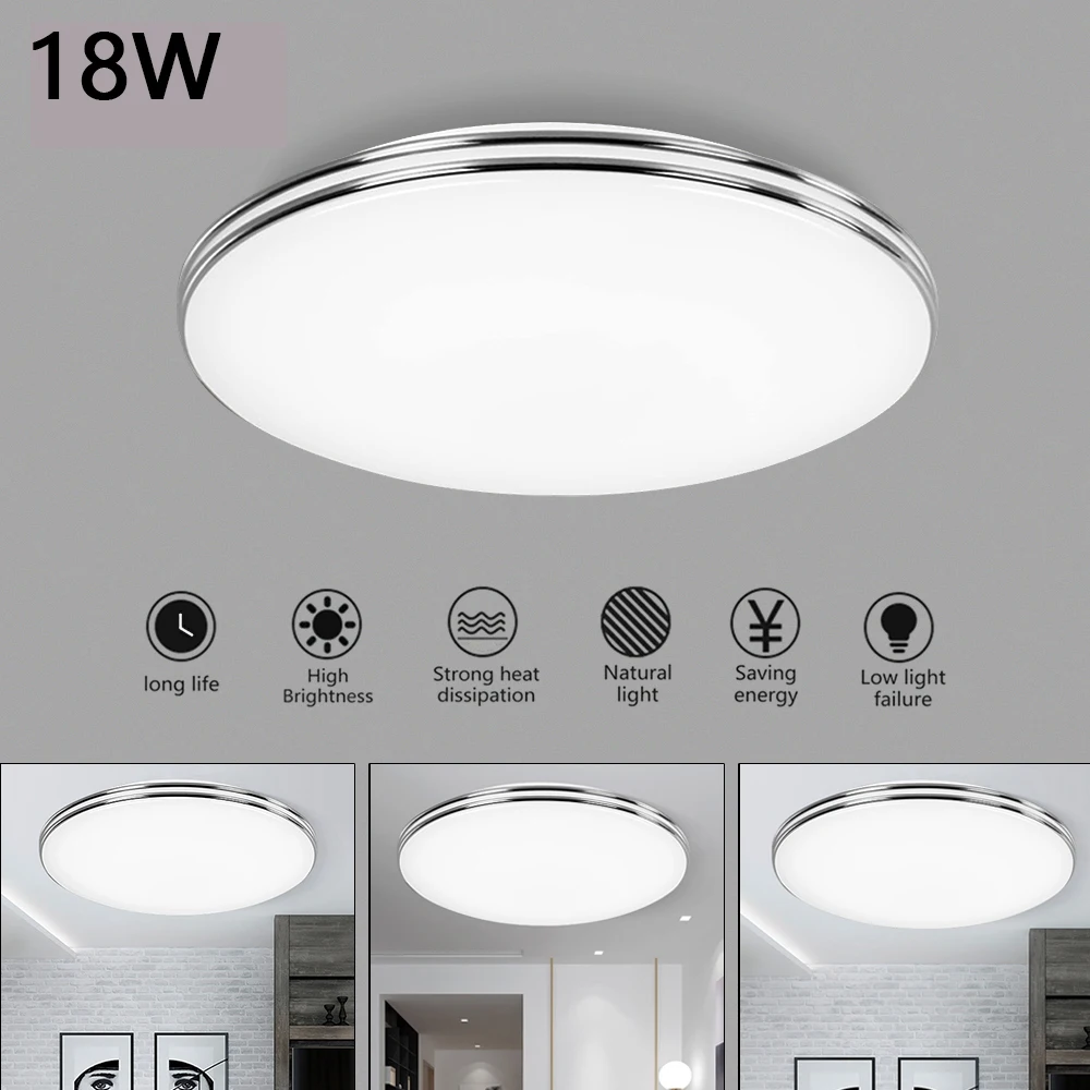 

Round Ultra Thin LED Ceiling Lights 18W Acrylic Dual Silver-Line Border,Bedroom Flush Mounted Led Ceiling Lamps